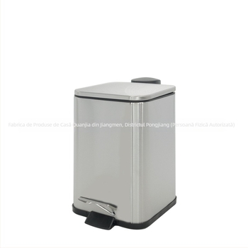 Coș de gunoi din oțel inoxidabil, cu pedală, cu capac, 6 L, pentru bucătărie, sufragerie și baie, închidere moale