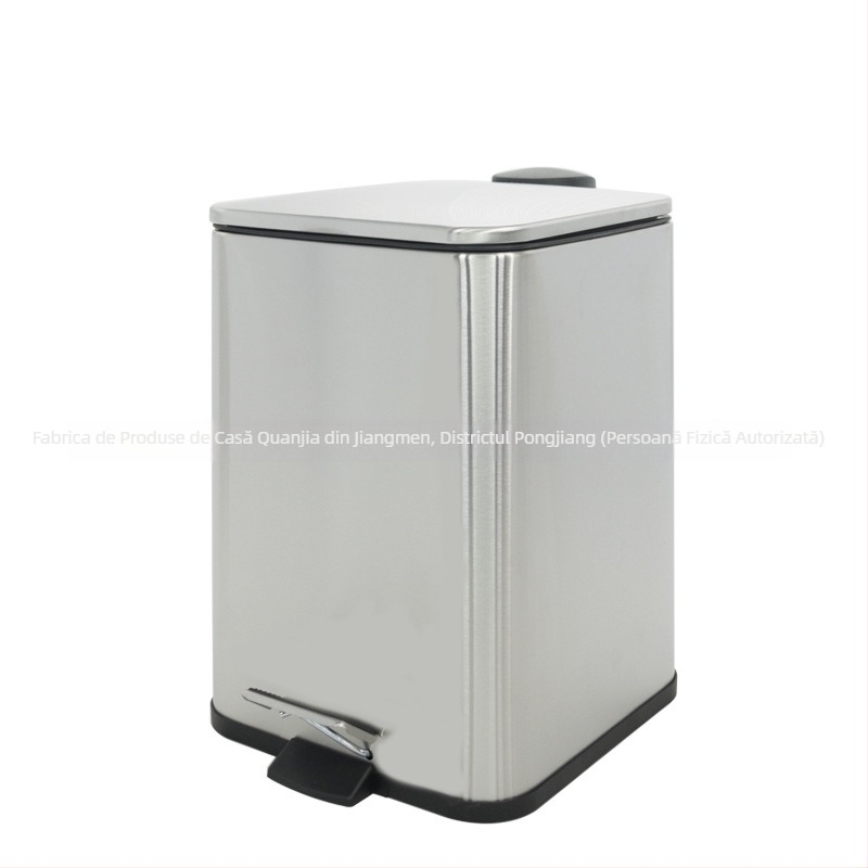 Coș de gunoi din oțel inoxidabil, cu pedală, cu capac, 6 L, pentru bucătărie, sufragerie și baie, închidere moale