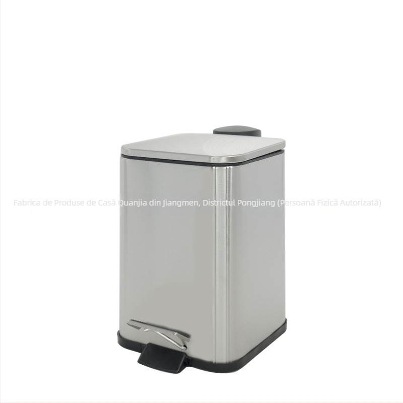 Coș de gunoi din oțel inoxidabil, cu pedală, cu capac, 6 L, pentru bucătărie, sufragerie și baie, închidere moale