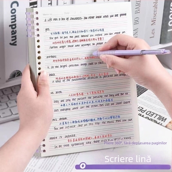 Caiet cu foi detașabile de engleză, design minimalist, dimensiune B5, Konai, pentru elevi de gimnaziu și liceu, format A4 detașabil pentru corectarea greșelilor, stil nostalgic retro