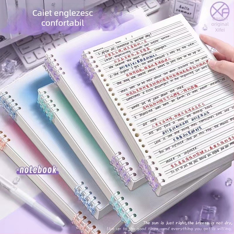 Caiet cu foi detașabile de engleză, design minimalist, dimensiune B5, Konai, pentru elevi de gimnaziu și liceu, format A4 detașabil pentru corectarea greșelilor, stil nostalgic retro