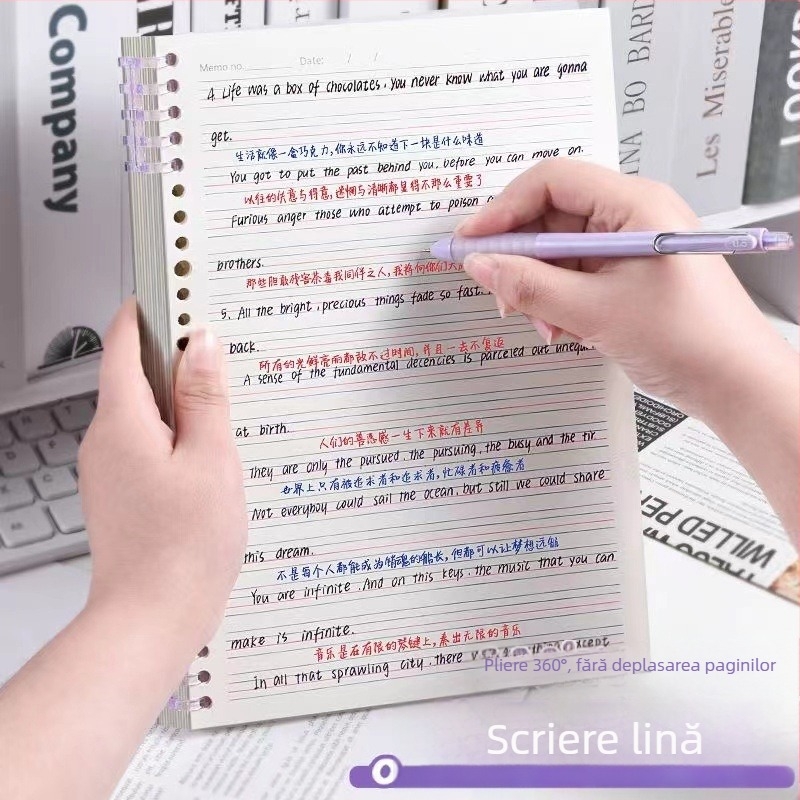 Caiet cu foi detașabile de engleză, design minimalist, dimensiune B5, Konai, pentru elevi de gimnaziu și liceu, format A4 detașabil pentru corectarea greșelilor, stil nostalgic retro