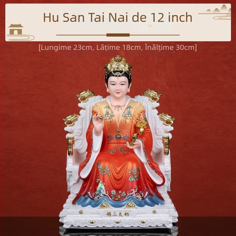 Statuile Husantai, zeu și zeiță, porțelan imitator, figuri pictate Hu Huang Chang și Cele Patru Familii Mari, pentru închinare acasă