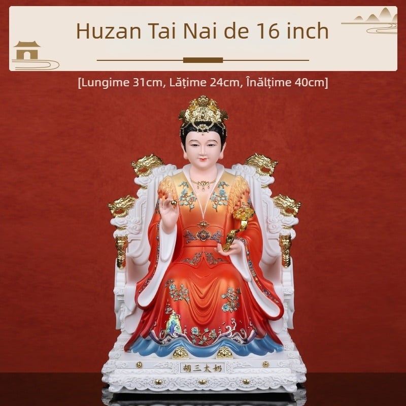 Statuile Husantai, zeu și zeiță, porțelan imitator, figuri pictate Hu Huang Chang și Cele Patru Familii Mari, pentru închinare acasă