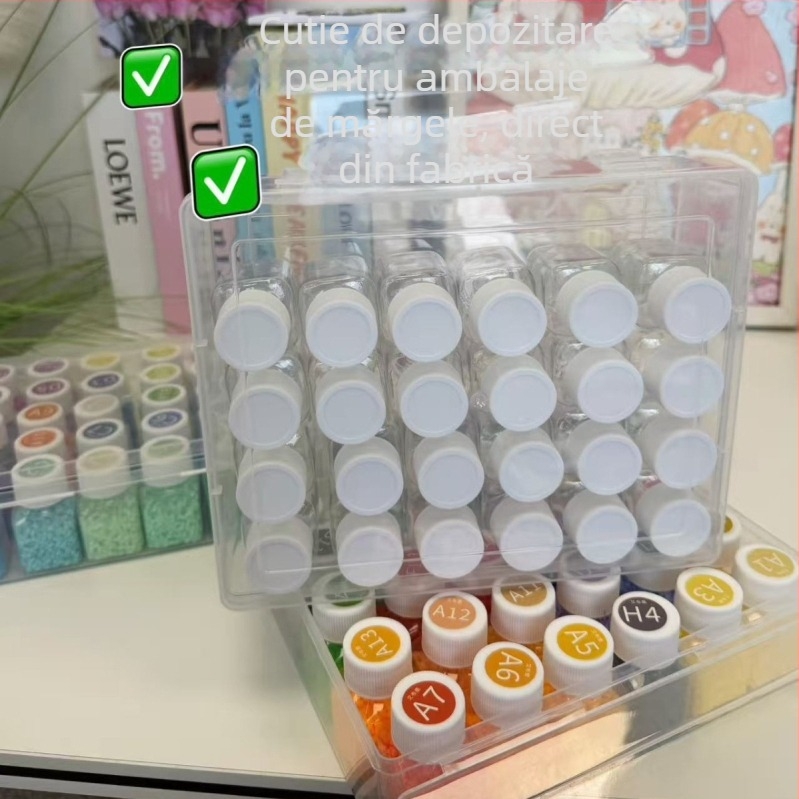 Cutie de depozitare multifuncțională pentru mărgele, cu compartimente separate pentru mărgele și accesorii, organizator transparent pentru bijuterii, cutie rezistentă la praf
