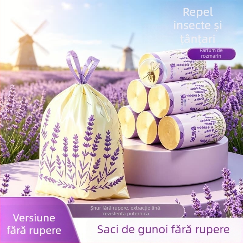 Saci de gunoi extra groși cu șnur pentru uz casnic, bucătărie, dimensiune mare, rezistenți la rupturi, etanși, pachet 50 bucăți