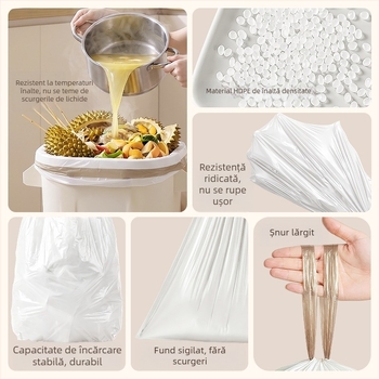 Saci de gunoi îngroșați pentru uz casnic, mari, cu șnur, de unică folosință pentru bucătărie, saci din plastic cu 3 straturi