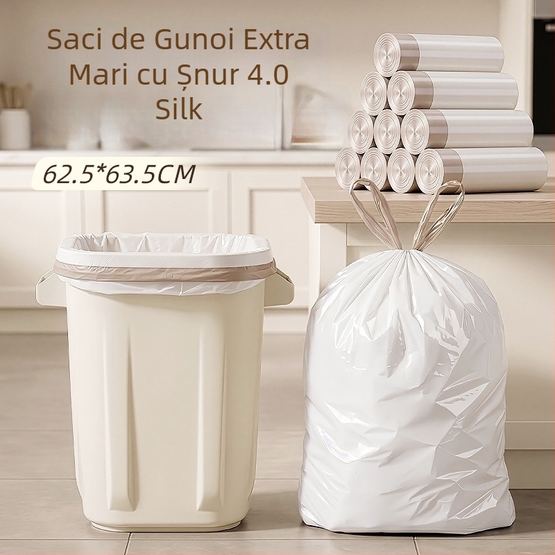 Saci de gunoi îngroșați pentru uz casnic, mari, cu șnur, de unică folosință pentru bucătărie, saci din plastic cu 3 straturi