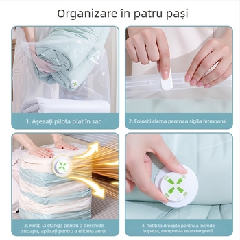 Sac de vid 3D transparent pentru comprimare și depozitare păturilor și hainelor
