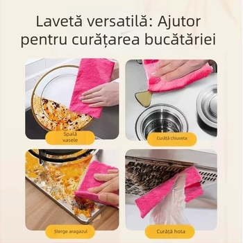 Cârpa magică de curățare colorată pentru spălat vase și curățarea bucătăriei, absoarbe apa, rezistentă la ulei, antibacteriană, 30x30 cm, pachet cu 3 buc