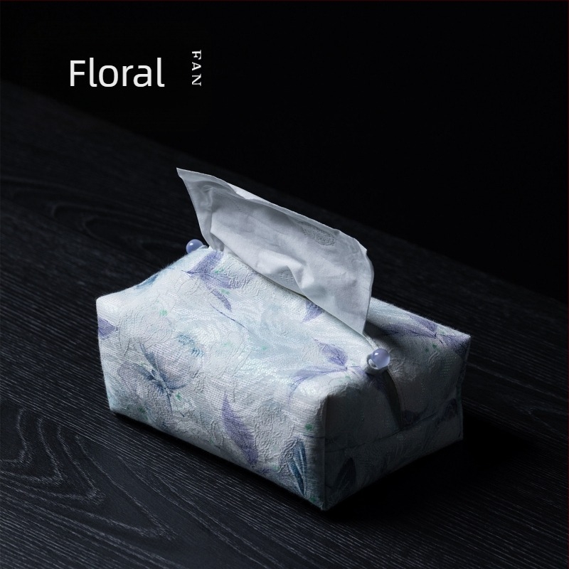 Cutie de șervețele lucrată manual, cu fluture albastru – stil inspirat din Asia de Est, dispenser de masă pentru ceremonia ceaiului