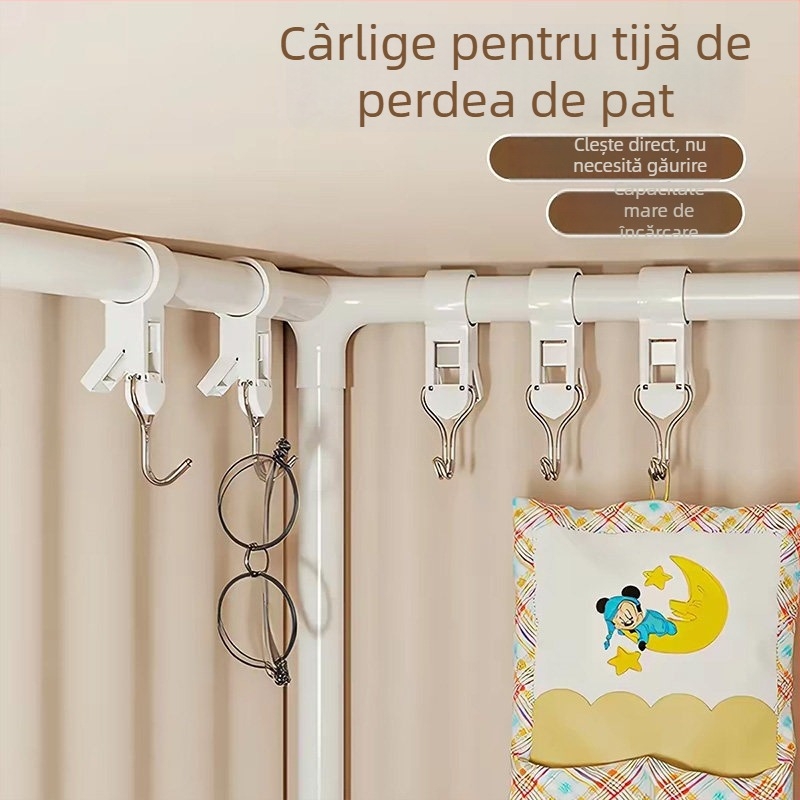 Clip dublu cap, multifuncțional, pentru bucătărie și baie, fără găuri, clips plastic în formă S