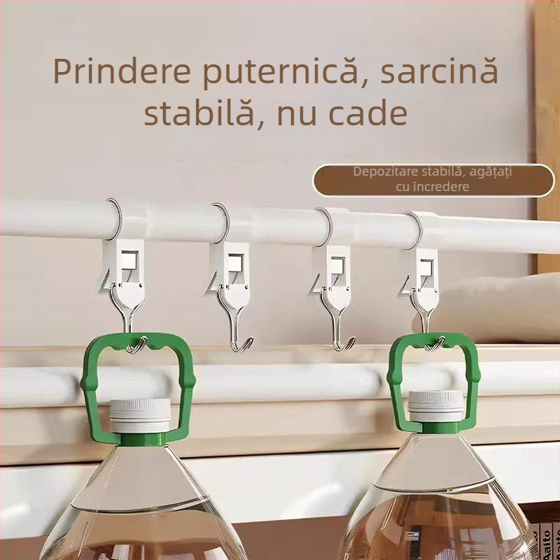 Clip dublu cap, multifuncțional, pentru bucătărie și baie, fără găuri, clips plastic în formă S