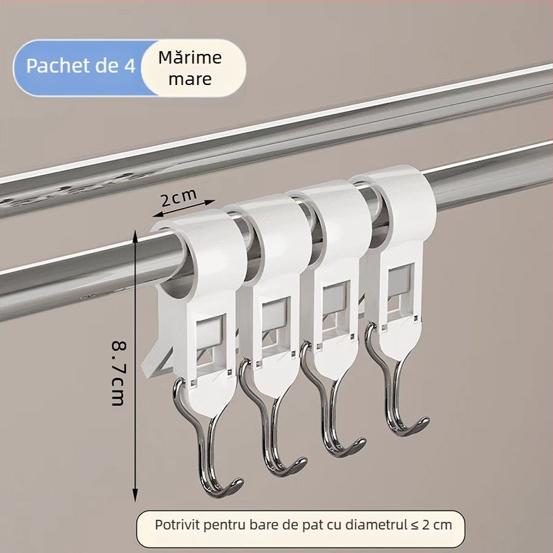 Clip dublu cap, multifuncțional, pentru bucătărie și baie, fără găuri, clips plastic în formă S