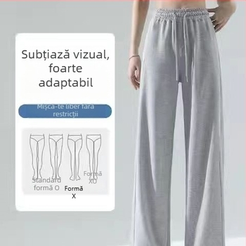 Pantaloni largi de vară pentru femei, talie înaltă, croi lejer drept, trening casual din viscoză