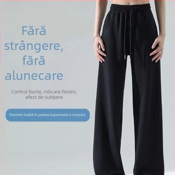 Pantaloni largi de vară pentru femei, talie înaltă, croi lejer drept, trening casual din viscoză