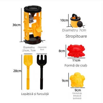 Set mare de jucării pentru nisip Cassia, clepsidră pentru copii, din plastic, jucării de plajă