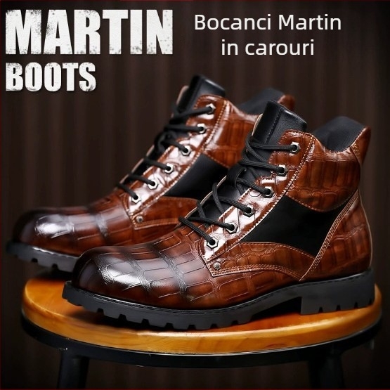 8807 Botine din piele pentru bărbați, toamnă, Martin cu textură de piatră (Seria Oil Meiruijie)