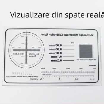 Rigla micrometrică de calibrare pentru microscop, diviziune 0,1 mm, grosime a reticulului 0,1 mm