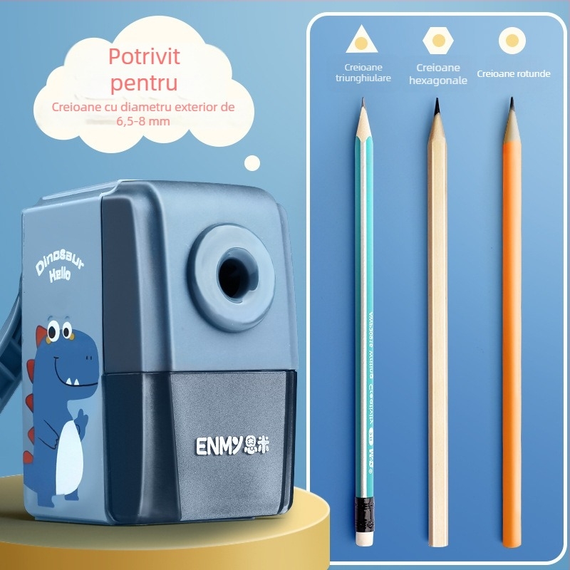 Ascuțitor de creioane manual, compact și portabil pentru grădiniță, modele: dinozaur, astronaut, iepuraș, unicorn