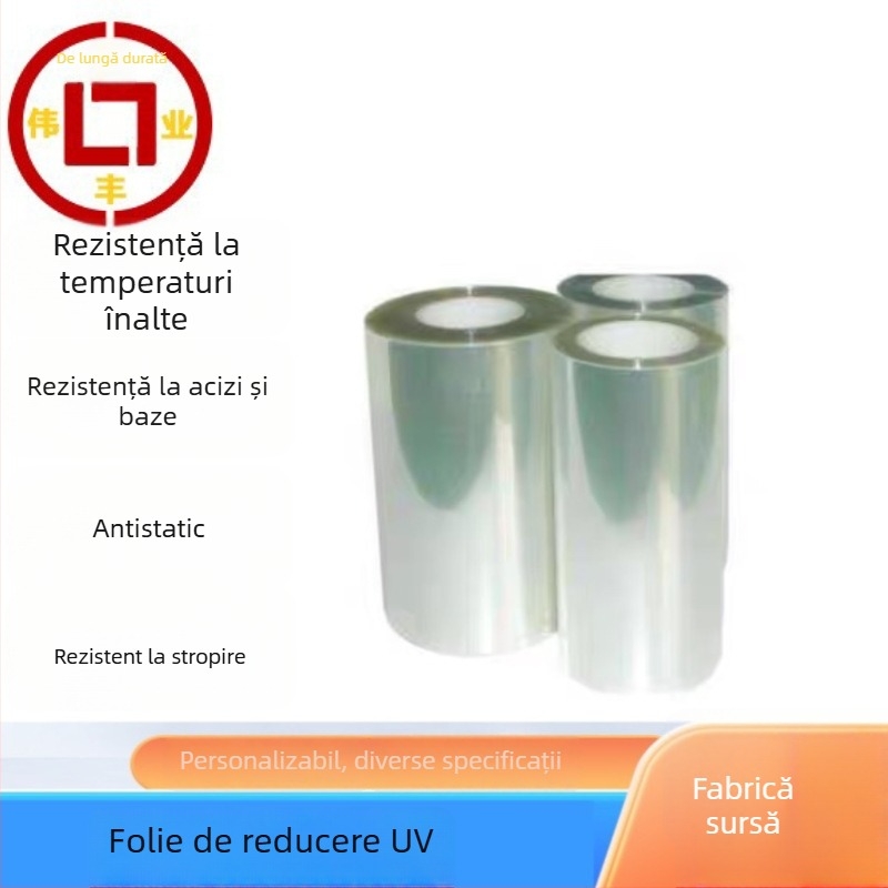 Film UV protector pentru tăiere PCB, bază PET, grosime 0.125 mm, lățime 300 mm, lungime 100 m, sistem de adeziv UV, serie film UV, transmitanță înaltă, vâscozitate înaltă