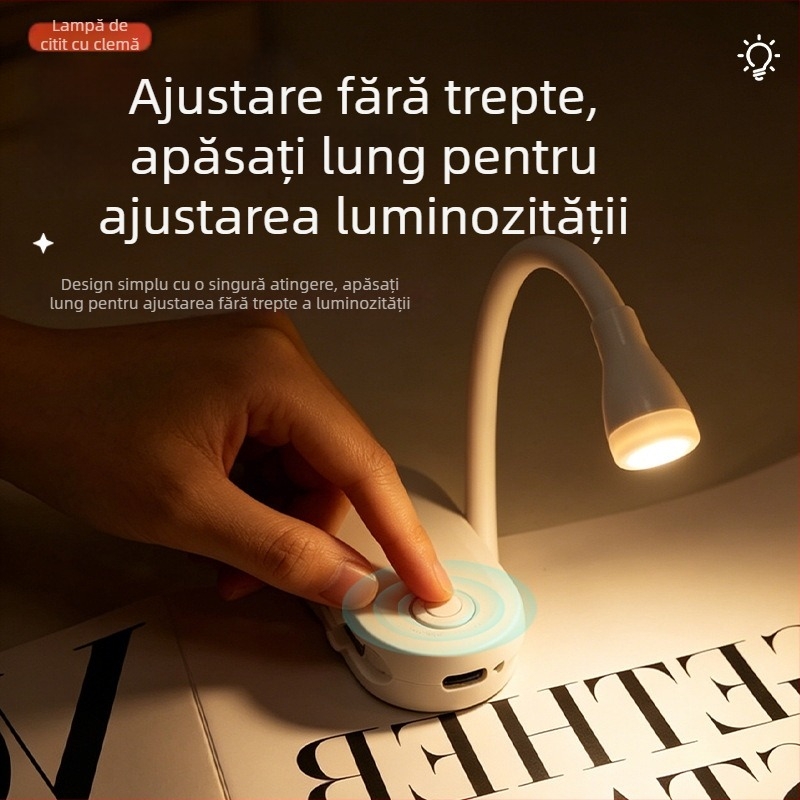 Lampă mică de birou USB, cu clip, iluminare LED moale pentru protecția ochilor, lampă de noapte pentru citit și studiu