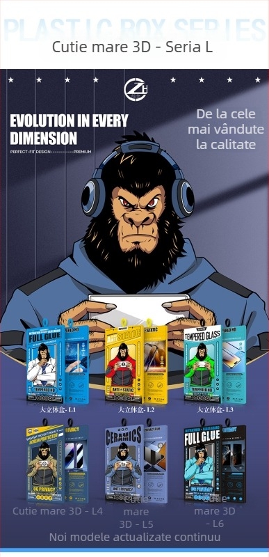 Cutie de ambalaj pentru folie de protecție a intimității iPhone, cu cârlig, ecran de 6,7 inch, protecție din sticlă temperată, într-o cutie mare din carton