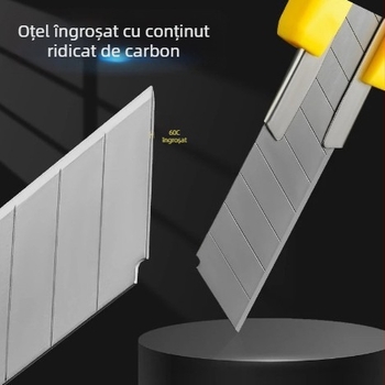 Cuțit de utilitate cu acoperire din cauciuc, corp din oțel inoxidabil, pentru tapet și tăierea hârtiei, design metalic industrial