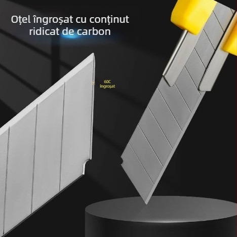 Cuțit de utilitate cu acoperire din cauciuc, corp din oțel inoxidabil, pentru tapet și tăierea hârtiei, design metalic industrial