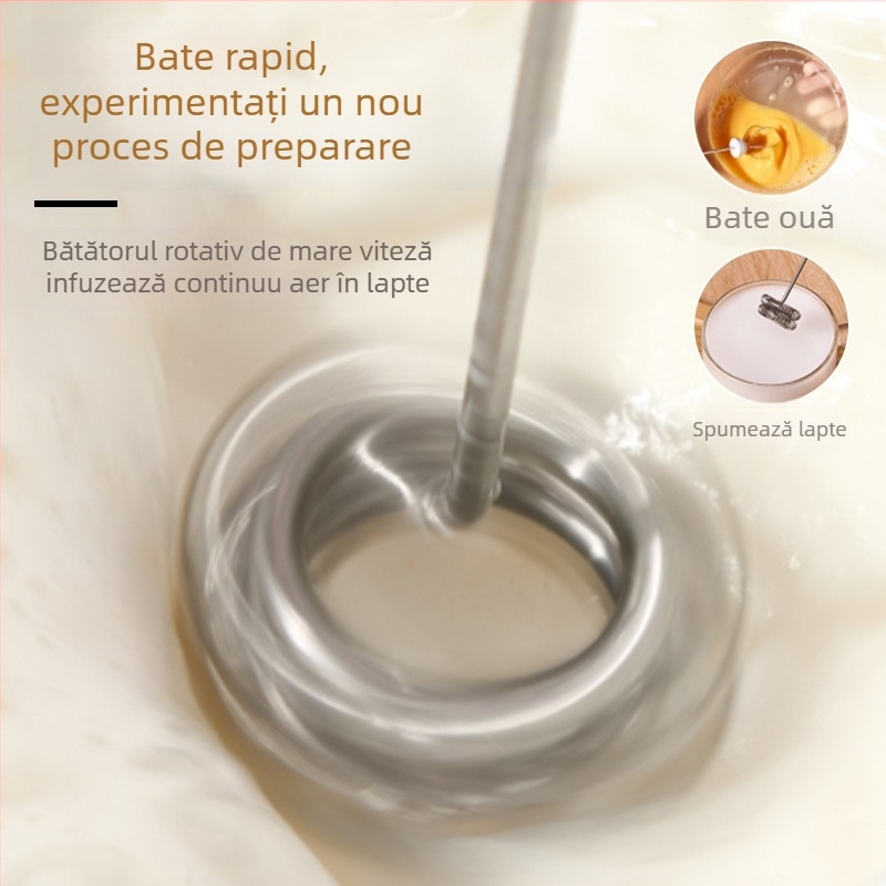 Frother electric de lapte pentru cafea, dispozitiv fără fir, mini – confortabil și rapid.
