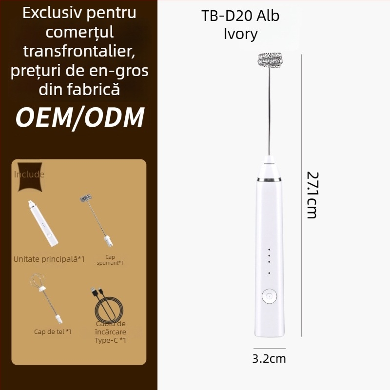 Frother electric de lapte pentru cafea, dispozitiv fără fir, mini – confortabil și rapid.