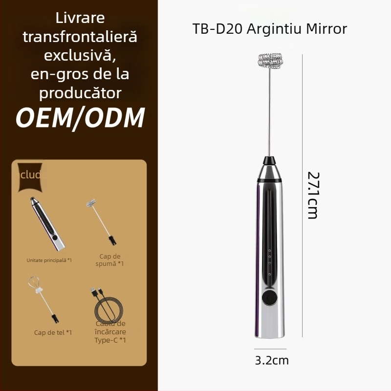 Frother electric de lapte pentru cafea, dispozitiv fără fir, mini – confortabil și rapid.