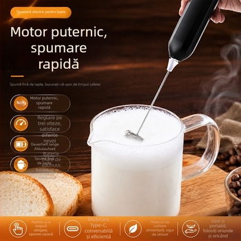 Mixer electric fără fir, tel pentru ouă și spumă de lapte, pentru cafea, 3 viteze