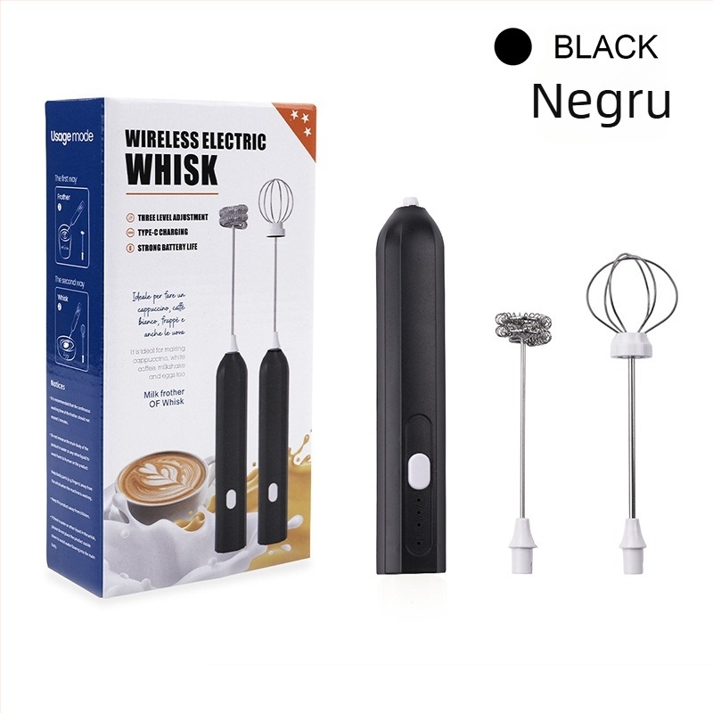 Mixer electric fără fir, tel pentru ouă și spumă de lapte, pentru cafea, 3 viteze