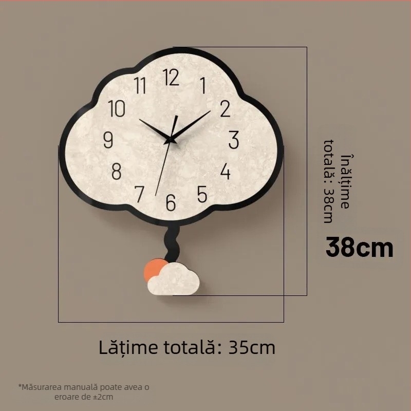 Ceas de perete cu design inspirat de nori, cuarț, funcționare silențioasă, stil modern minimalist, artă de perete pentru sufragerie