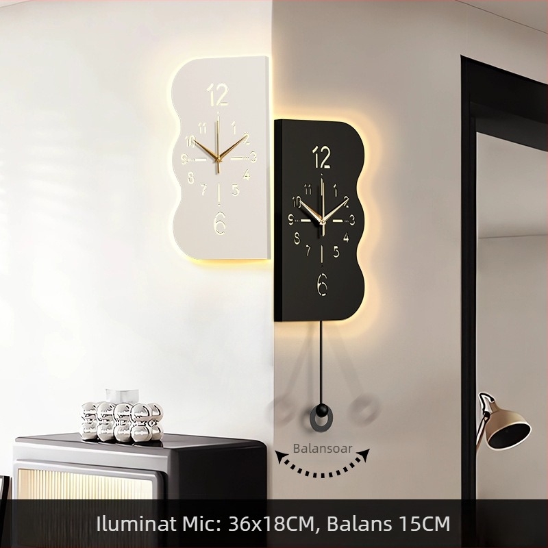 Ceas de perete dublu-față, stil modern minimalist, pentru colțul sufrageriei