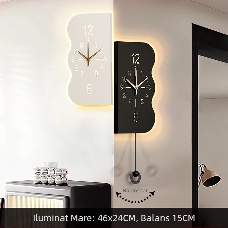 Ceas de perete dublu-față, stil modern minimalist, pentru colțul sufrageriei