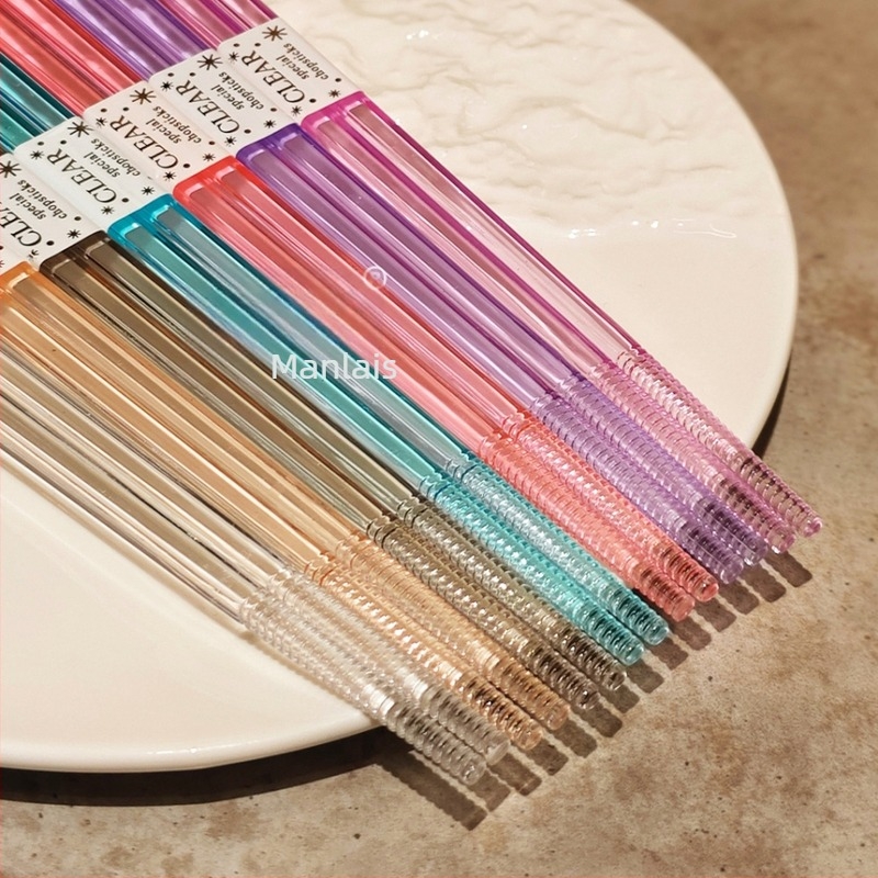 Bețișoare de bucătărie din acril transparent, vârf ascuțit, antiderapante, compatibile mașină de vase, set stil pentru cuplu