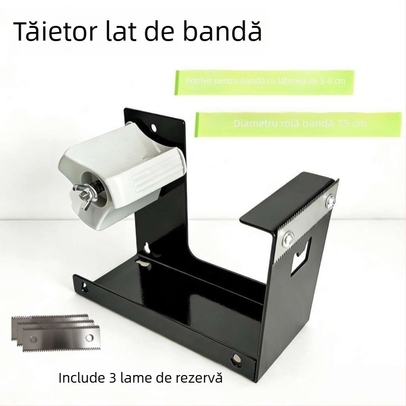 Tăietor de bandă de birou lat pentru bandă transparentă de 3–8 cm, dispenser și aparat de sigilat colete