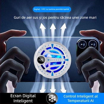 Cooler semiconductor pentru smartphone cu clips magnetic pe spate, control inteligent al temperaturii, reglaj în zece trepte și afișaj digital