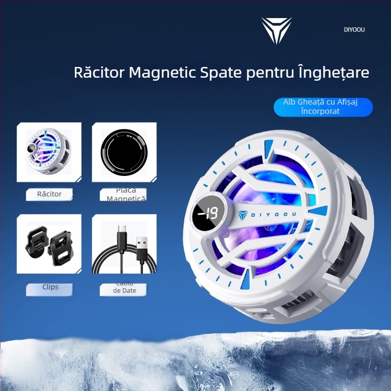 Cooler semiconductor pentru smartphone cu clips magnetic pe spate, control inteligent al temperaturii, reglaj în zece trepte și afișaj digital