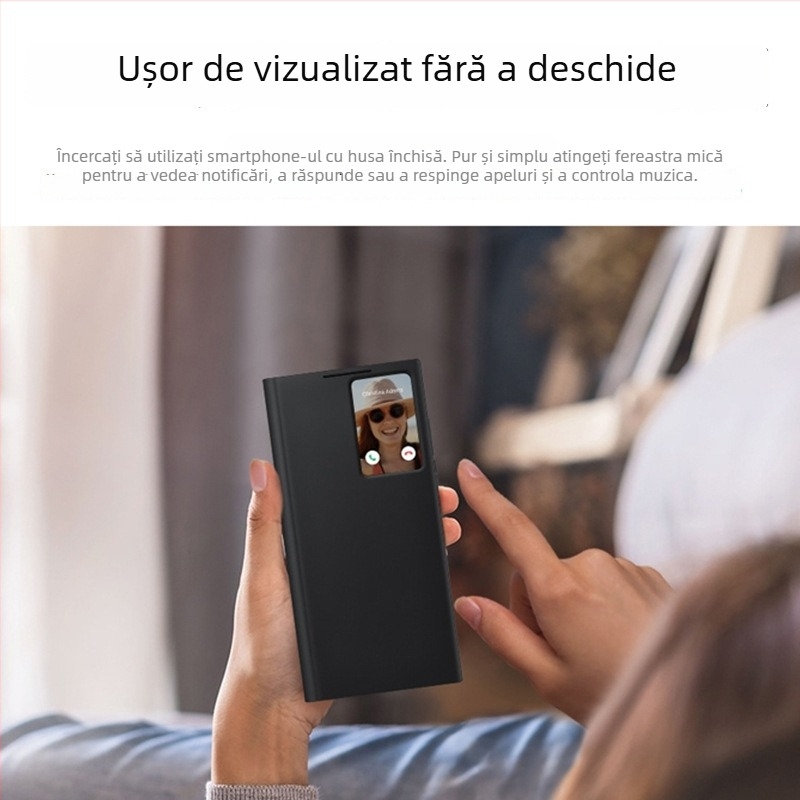 Husă pentru Samsung Galaxy S22 Ultra / S22 Plus / S22 cu fereastră inteligentă și protecție de somn, fără capac rabatabil