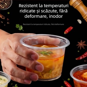 Cupe de budincă din PP, de unică folosință, de calitate alimentară, cu capac; boluri pentru desert pentru standuri