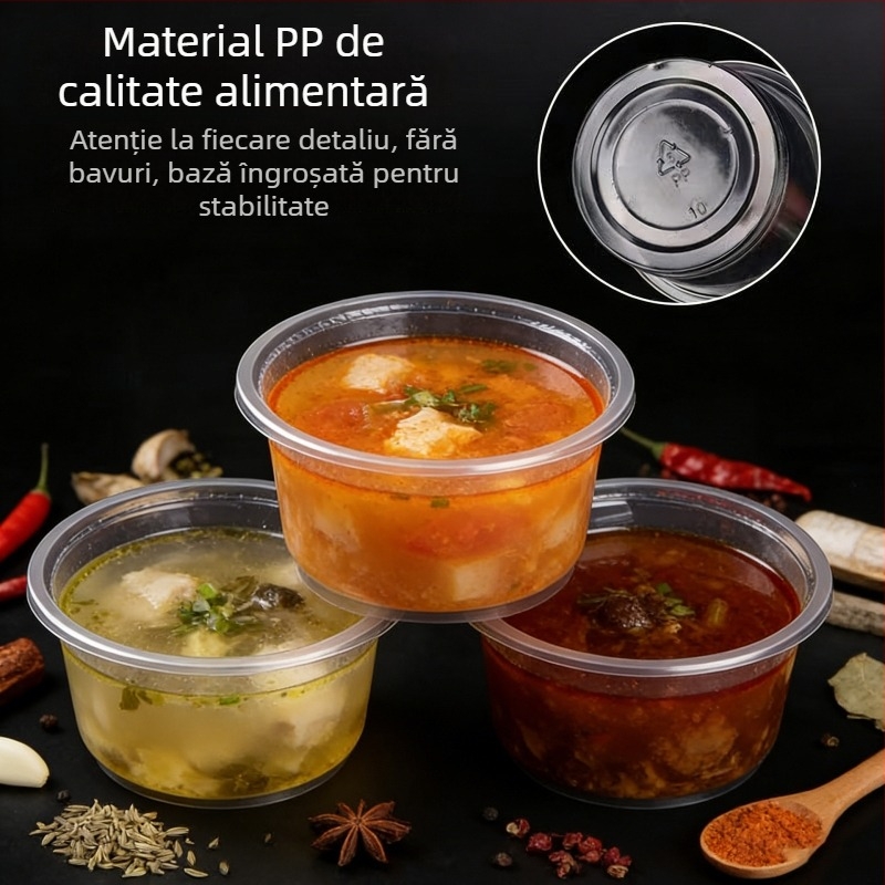 Cupe de budincă din PP, de unică folosință, de calitate alimentară, cu capac; boluri pentru desert pentru standuri