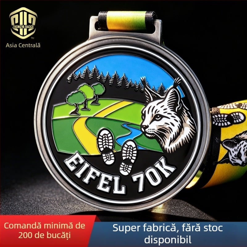 Medalii metalice personalizate pentru evenimentele de maraton montan, medalii de onoare emailate, plăci personalizate pentru competiții de alergare