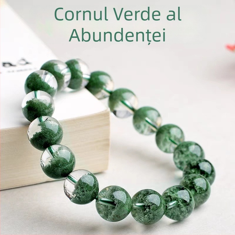 Brățară din cuarț verde fantom natural din Brazilia, pentru bărbați și femei, unisex, mărgele de 20 mm