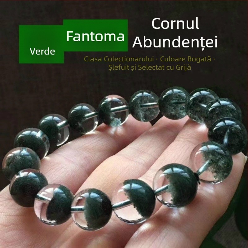 Brățară din cuarț verde fantom natural din Brazilia, pentru bărbați și femei, unisex, mărgele de 20 mm