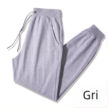 Pantaloni casual bărbați primăvară-toamnă, largi, stil jogger, material tricot respirabil, talie medie‑înaltă, bumbac, croială lejeră, manșete la gleznă