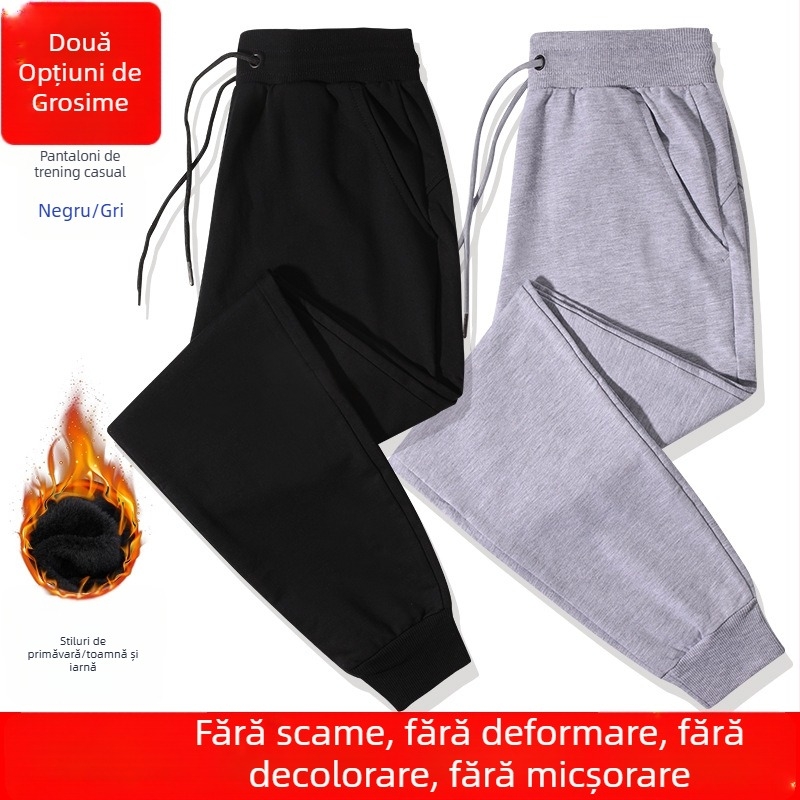 Pantaloni casual bărbați primăvară-toamnă, largi, stil jogger, material tricot respirabil, talie medie‑înaltă, bumbac, croială lejeră, manșete la gleznă