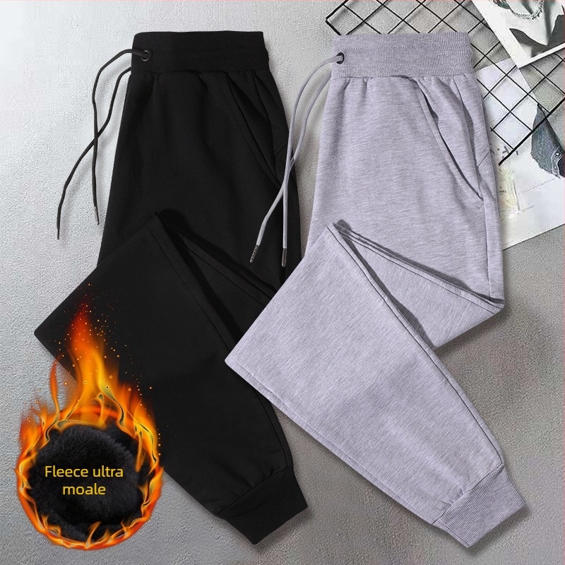 Pantaloni casual bărbați primăvară-toamnă, largi, stil jogger, material tricot respirabil, talie medie‑înaltă, bumbac, croială lejeră, manșete la gleznă